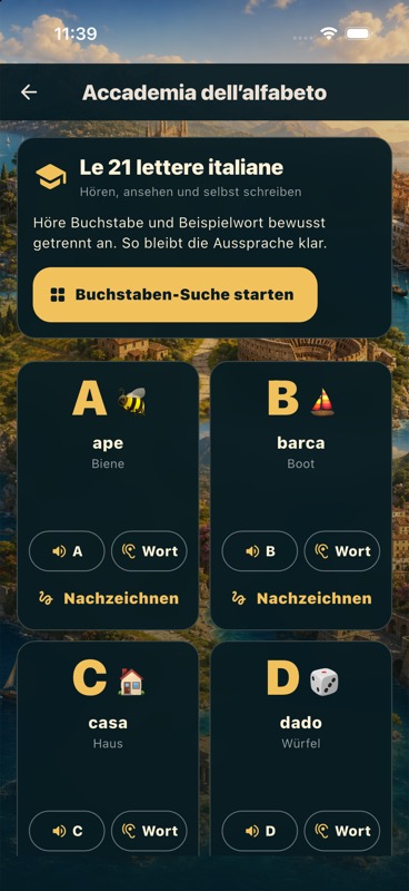 Alphabet-Akademie mit einzelnen Buchstaben